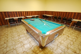 Das Bild zeigt einen Billiardtisch